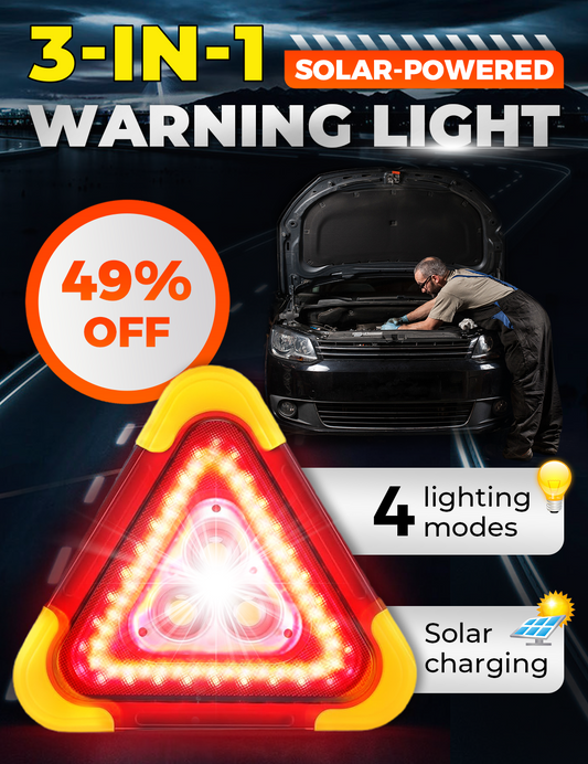 🔥2026 New Arrival🔥 2-IN-1 Solar Emergency Triangle Warning Light at the Roadside